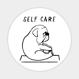 Funny Bulldog Self Care yoga Magnet